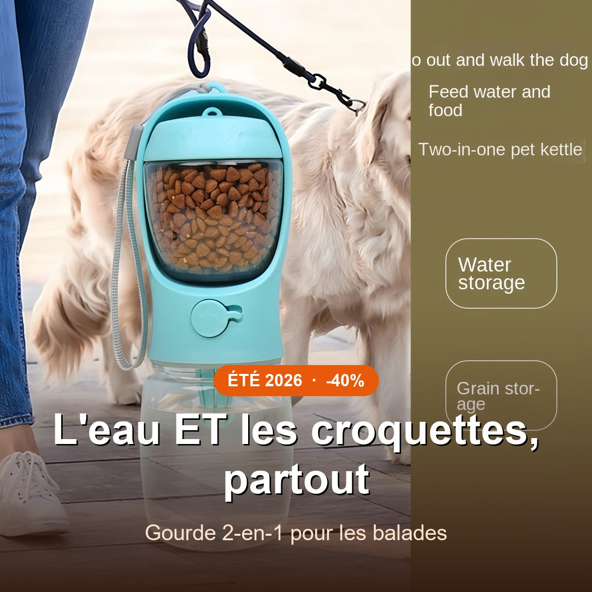 AquaPaw — Gourde Eau & Croquettes